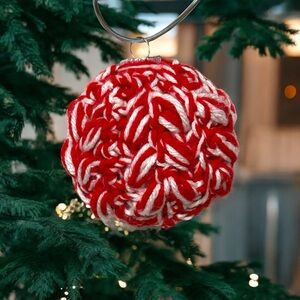 Red and White Holiday Handmade Ornament